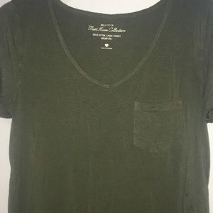 Army green v-neck tee shirt